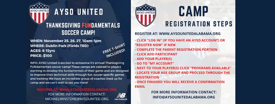 AYSO United Thanksgiving Camp Is Back!